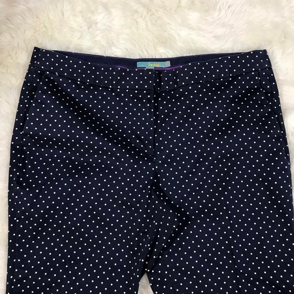 Boden Navy Polka Dot Cropped Pants 14R - Picture 1 of 6